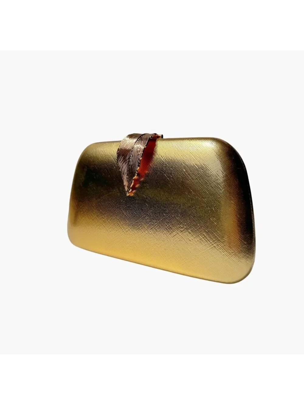 👜Women's Gold Banquet Bag Dinner Elegant Clutch With Metallic Leaves Clasp